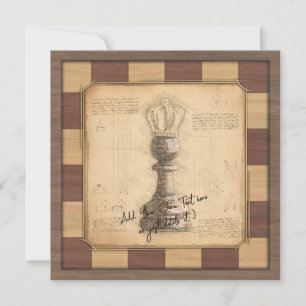 "Pawn King / Queen" Vintage Chessboard Player Gift Holiday Card