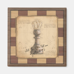 "Pawn King / Queen" Vintage Chessboard Player Gift Magnet