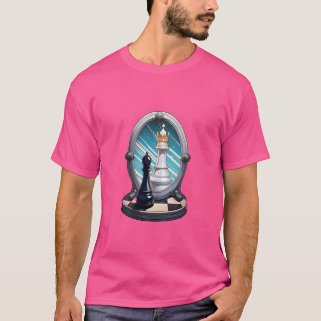 Pawn Queen Chess Player Mirror Reflection Potentia T-Shirt (Front)