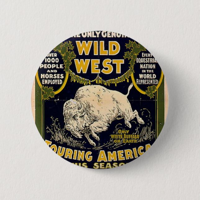 Pawnee Bill Shows Wild West 2 Inch Round Button (Front)