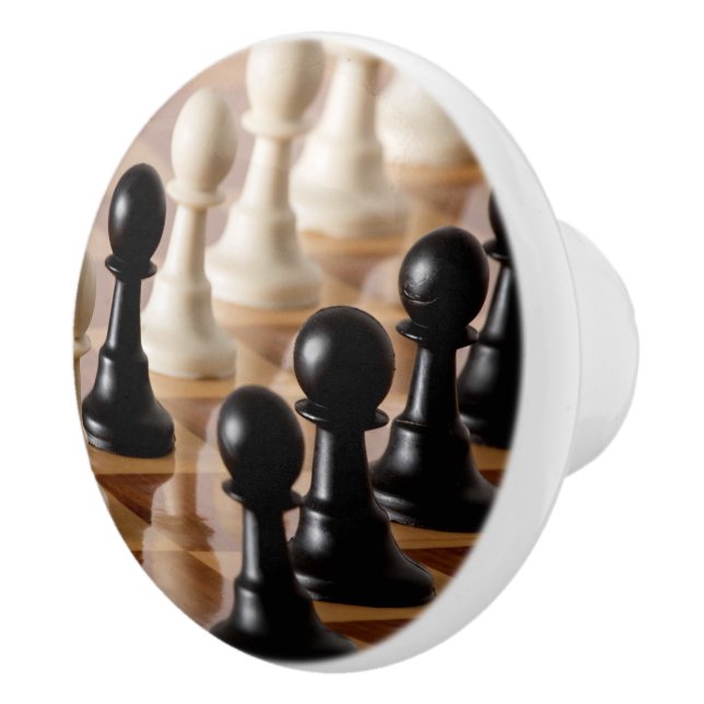 Pawns on Chess Board Ceramic Knob (Right)