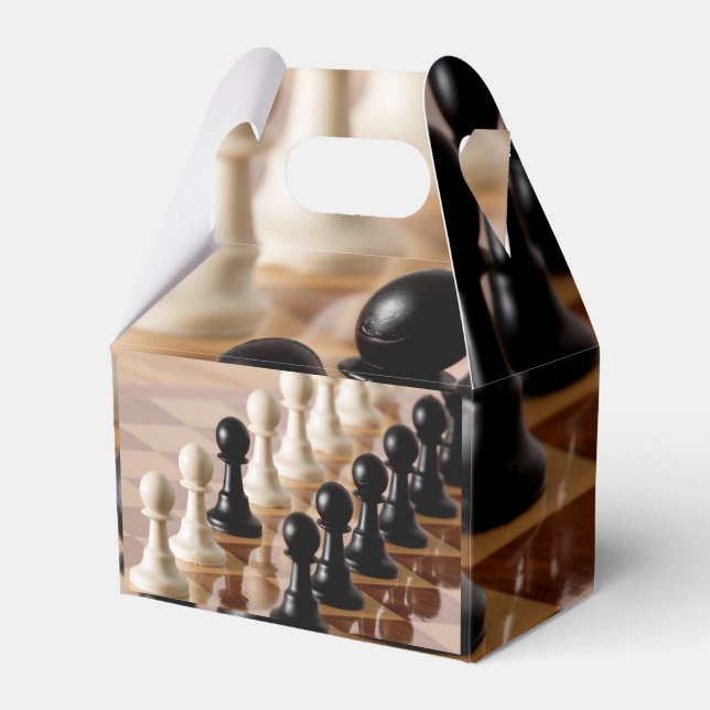 Pawns on Chess Board Favor Box (Front Side)