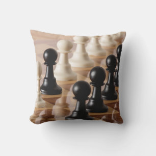 Pawns on Chess Board Outdoor Pillow