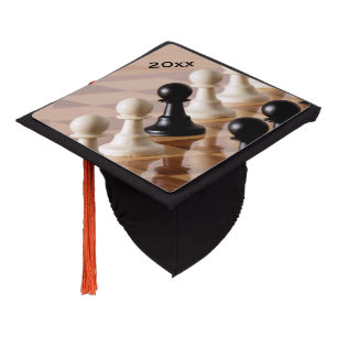 Pawns on Chess Board Year Graduation Cap Topper