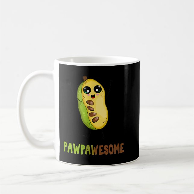 Pawpaw Fruit with Cute Cartoon Paw Paw Awesome Pun Coffee Mug (Left)