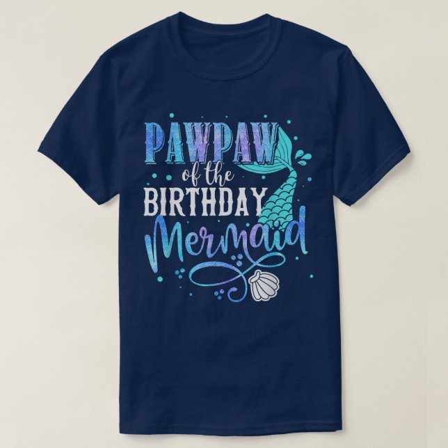 Pawpaw Of The Birthday Mermaid Family Matching Par T-Shirt (Design Front)