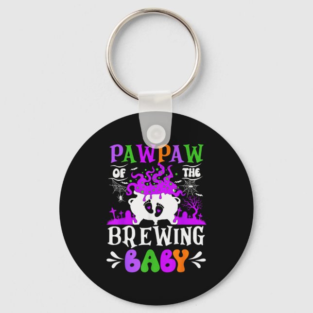 Pawpaw Of The Brewing Baby Grandpa To Be Halloween Keychain (Front)