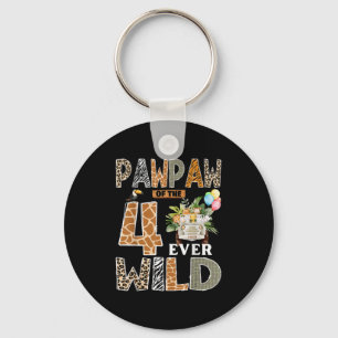 Pawpaw Of The Four Ever Wild Safari 4th Birthday B Keychain