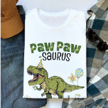 PawPaw-saurus Funny Dinosaur Kids Birthday Party T-Shirt<br><div class="desc">This super cute PawPaw-saurus men's unisex t-shirt, designed to match kid's birthday years 1-6, matching family dino designs, is the perfect tee for a Grandfather to wear to your little one's fun Jurassic dinosaur theme birthday party - great family photo keepsake moment! Design features a roaring t-rex dinosaur cartoon wearing...</div>