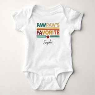 Pawpaw's Favorite Retro Simple Modern Script Name Baby Bodysuit