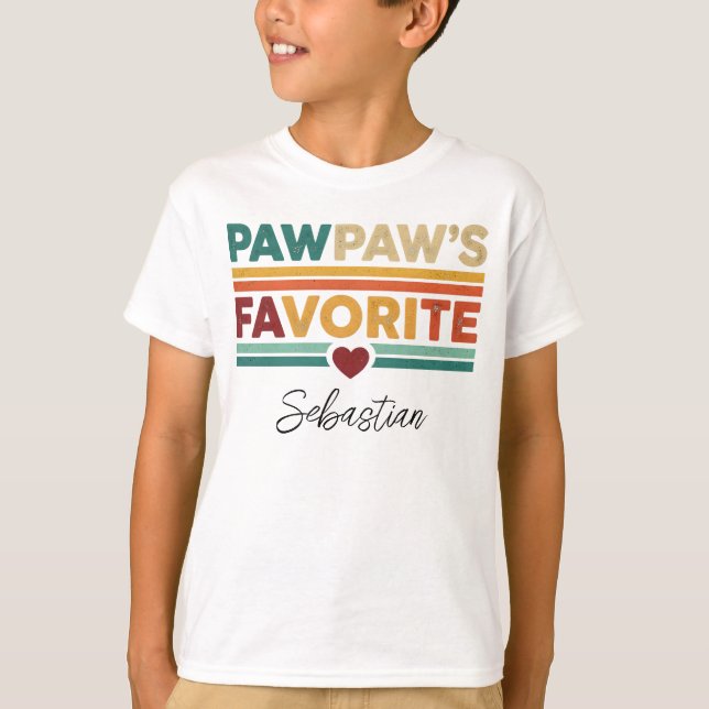 Pawpaw's Favorite Retro Simple Modern Script Name T-Shirt (Front)