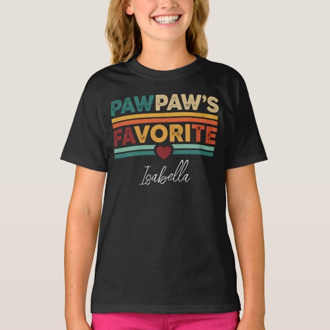Pawpaw's Favorite Retro Simple Modern Script Name T-Shirt (Front)