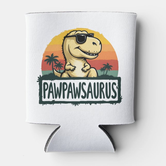 Pawpawsaurus Dinosaur Grandpa Saurus Father's Day Can Cooler (Front)