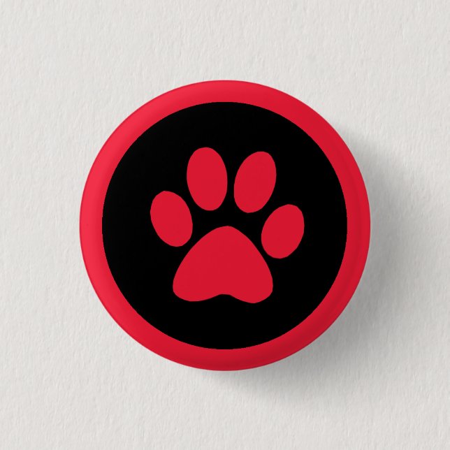 Pawprint Button in Red and Black (Front)