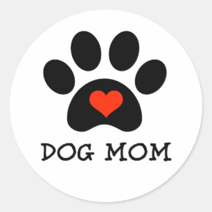 Pawprint Dog Mom Classic Round Sticker