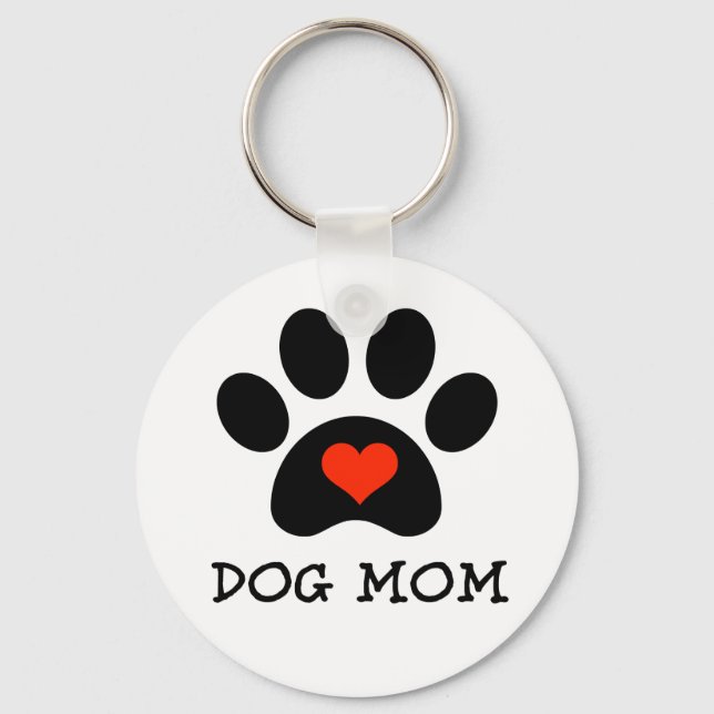 Pawprint Dog Mom Keychain (Front)