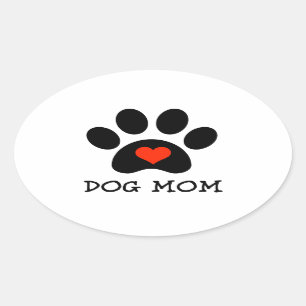 Pawprint Dog Mom Oval Sticker