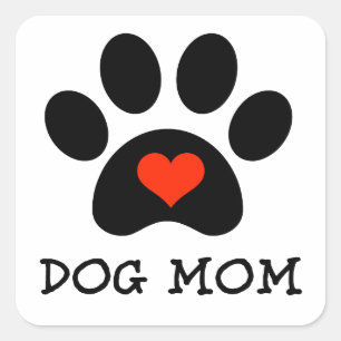 Pawprint Dog Mom Square Sticker