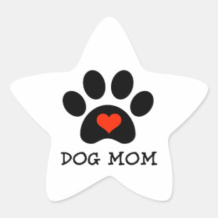 Pawprint Dog Mom Star Sticker
