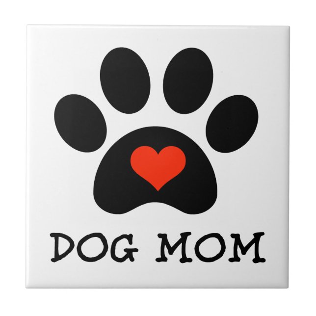 Pawprint Dog Mom Tile (Front)