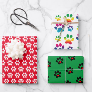 Pawprint Dog Xmas  Wrapping Paper Sheet