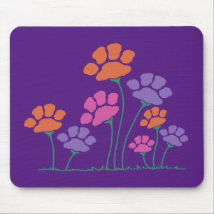 Pawprint Flower Garden Mouse Pad