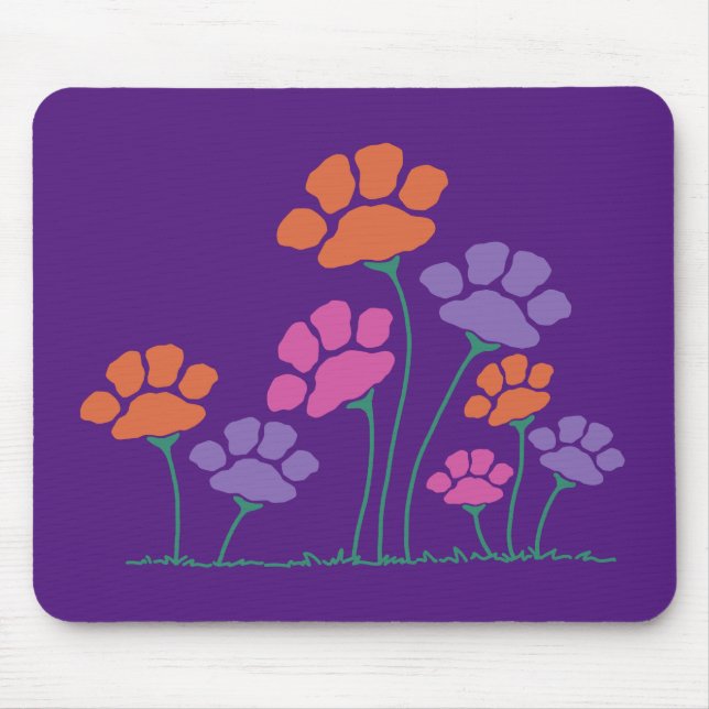 Pawprint Flower Garden Mouse Pad (Front)