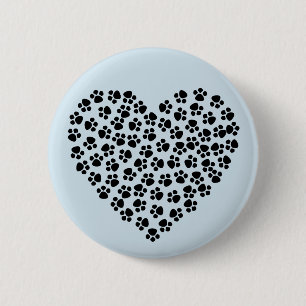 Pawprint Heart 2 Inch Round Button