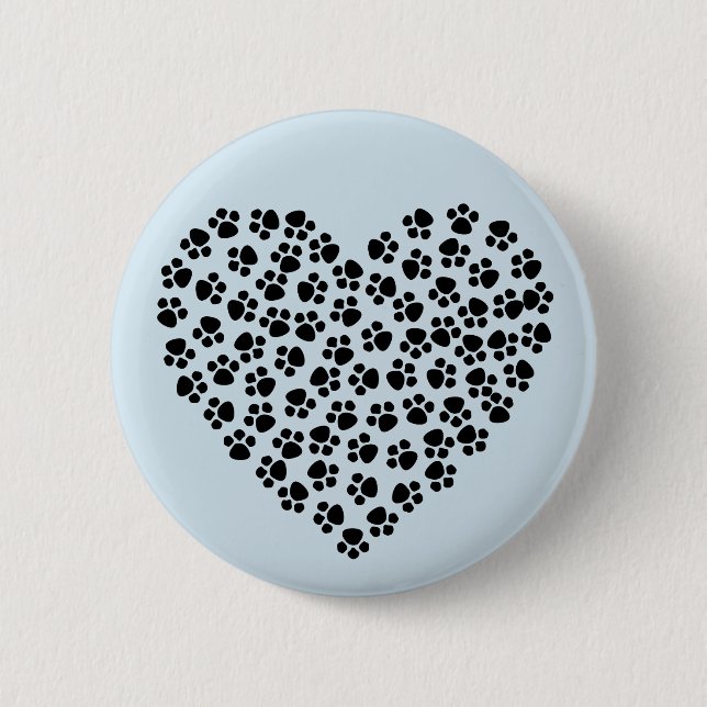 Pawprint Heart 2 Inch Round Button (Front)