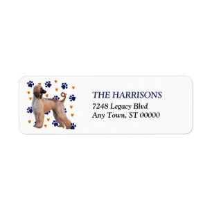 Pawprint Heart Afghan Hound Dog Adresse de retour