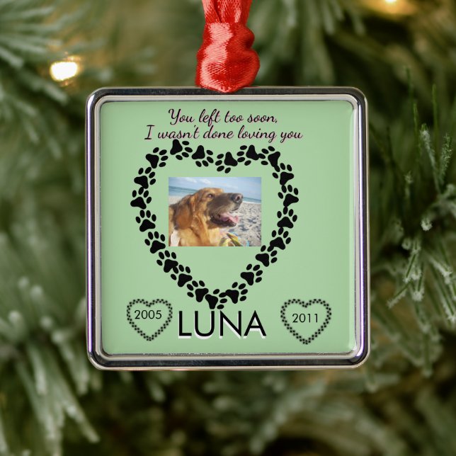 Pawprint Heart Lymphoma Tribute Metal Ornament (Tree)