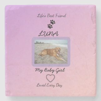 Pawprint Heart Pet Joy Stone Coaster