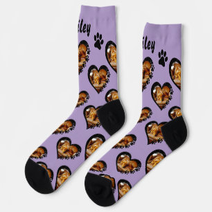 Pawprint Heart Pet Photo  Socks