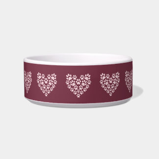 Pawprint Hearts Ceramic Pet Bowl