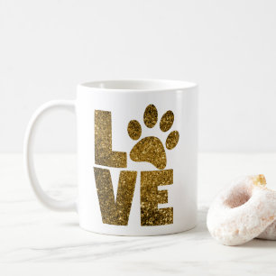 Pawprint Love in Gold Coffee Mug