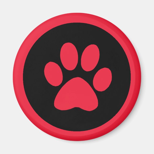 Pawprint Magnet in Red and Black (Front)