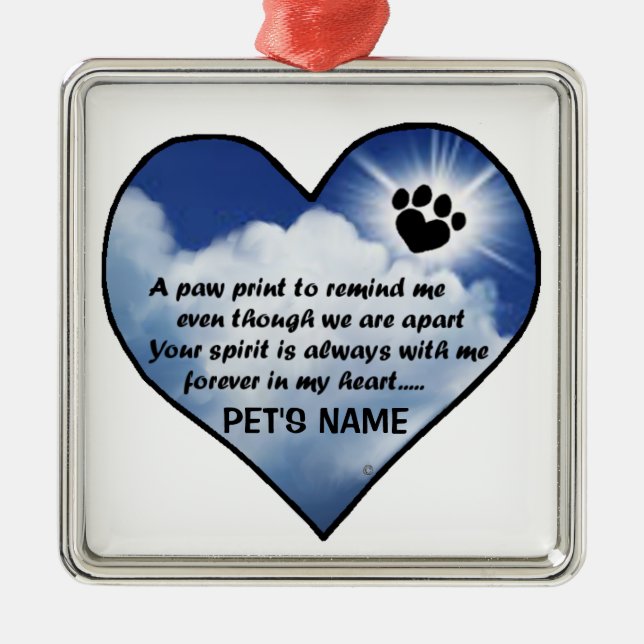 Pawprint Memorial Poem Metal Ornament (Front)