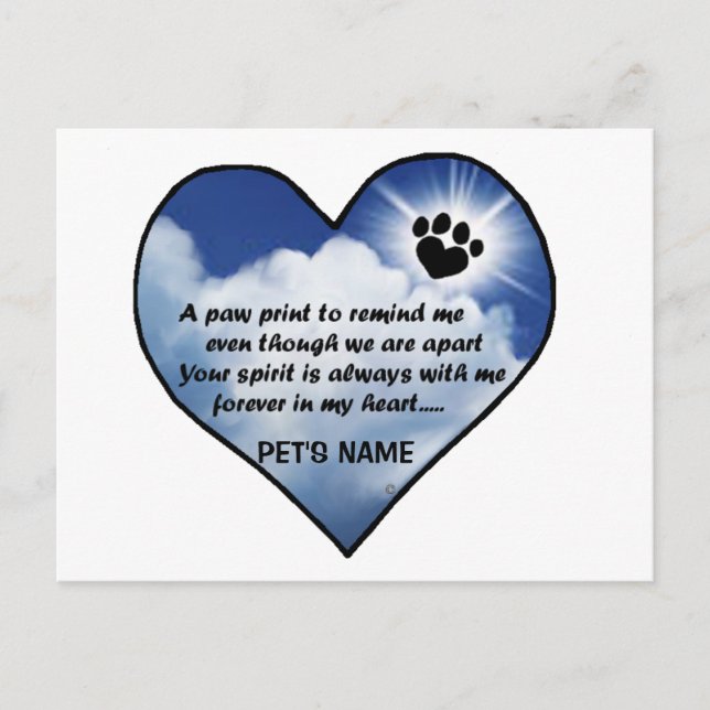Pawprint Memorial Poem Postcard (Front)