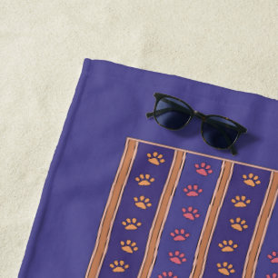 Pawprint Pattern Beach Towel