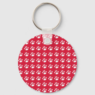 Pawprint Pattern (red & white) Keychain