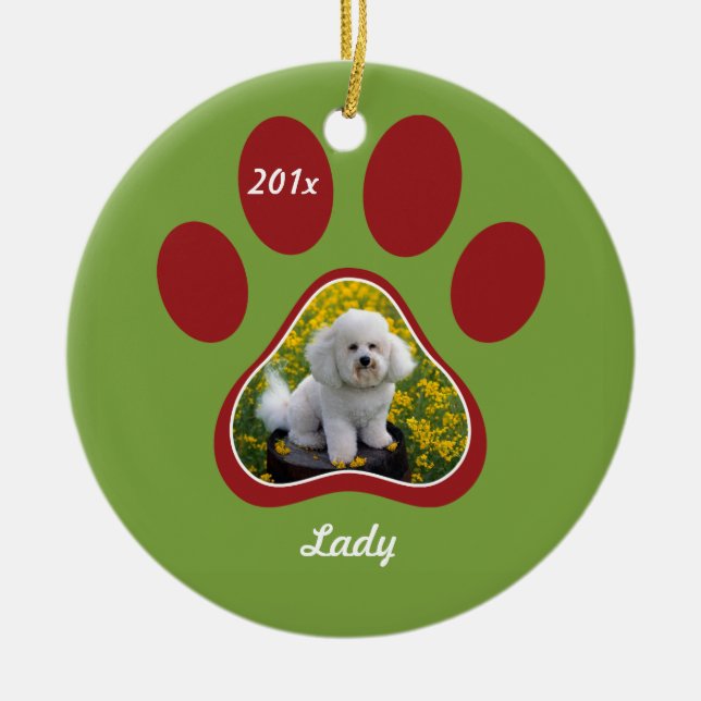 Pawprint Personalized Pet Ornament (Front)