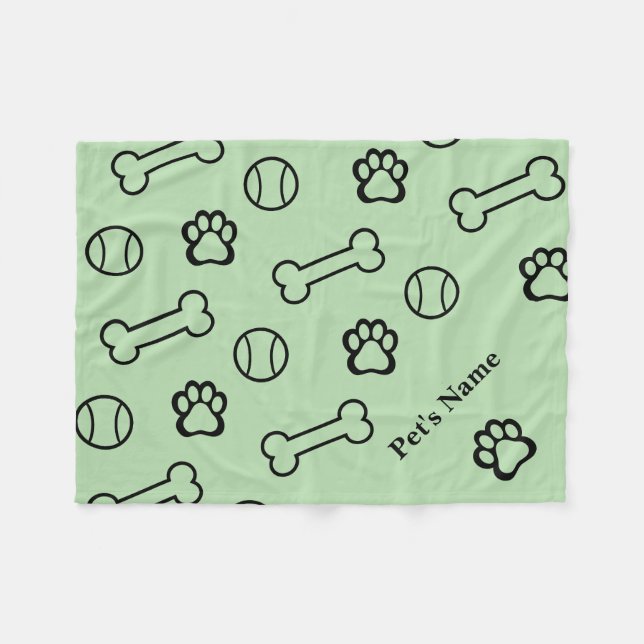 Pawprint personnalisé et couvertures de chien os (Devant (Horizontal))