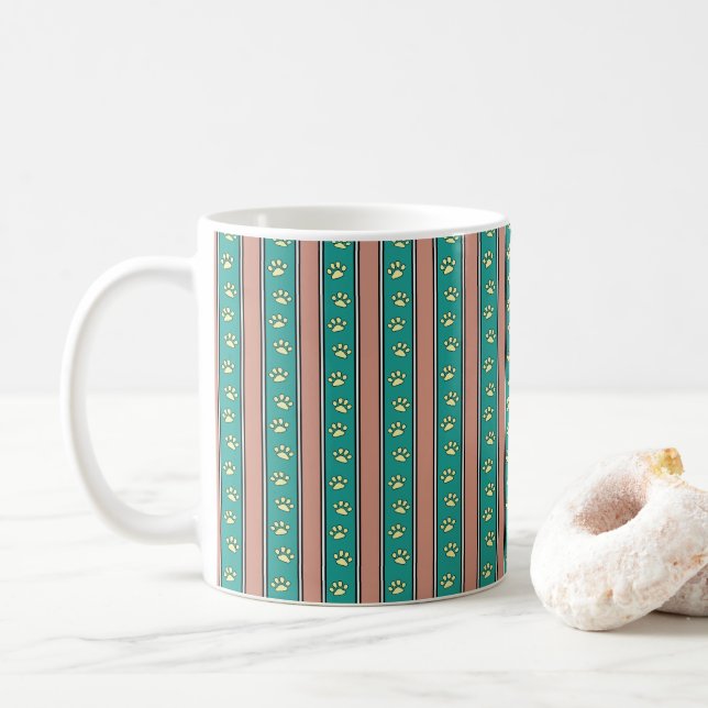 Pawprint Stripes Coffee Mug (With Donut)