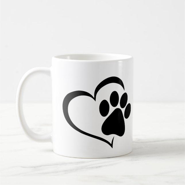 PawPrint with Heart Design Coffee Mug (Left)