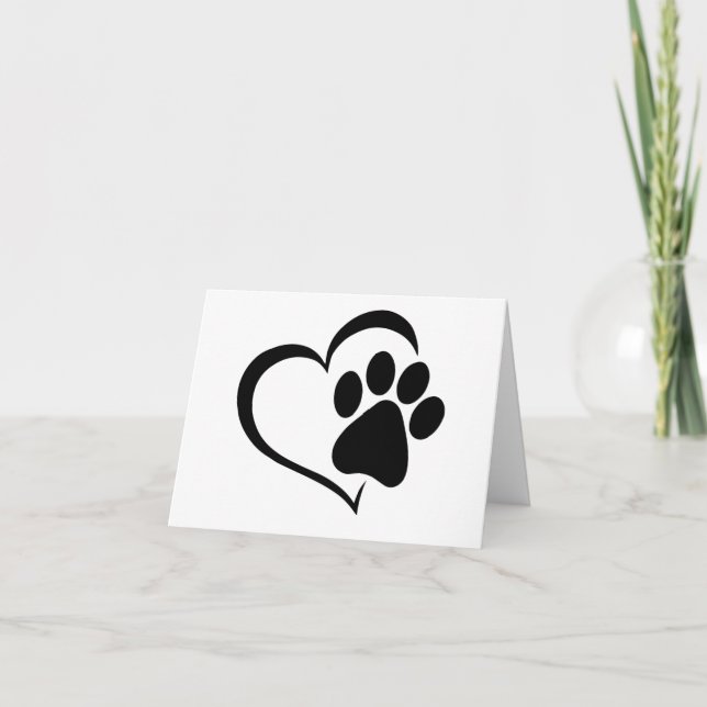 PawPrint with Heart Design PERSONALIZED Card (Front)