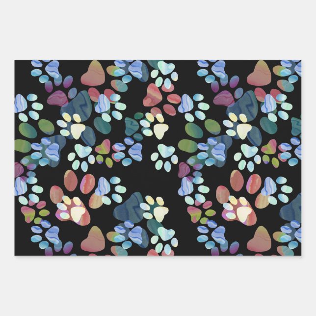 Pawprints Everywhere Wrapping Paper Sheet (Front)