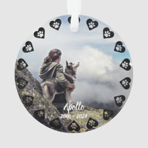 Pawprints of Love Customizable Photo Pet Memorial Ornament