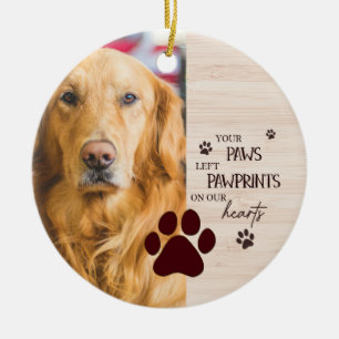 Pawprints on Our Hearts Personalized Dog Memorial Ceramic Ornament