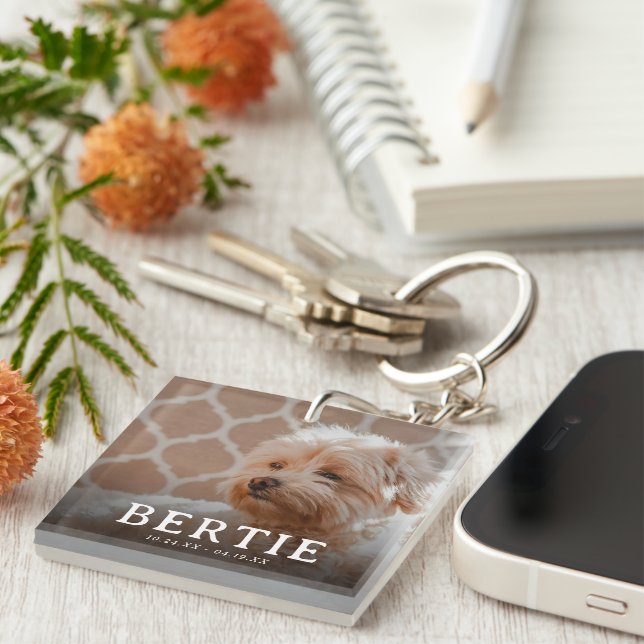 Pawprints on our Hearts  Pet Memorial Dog 2 Photo Keychain (Front Right)