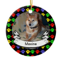 Pawprints Personalized Photo Round Ornament